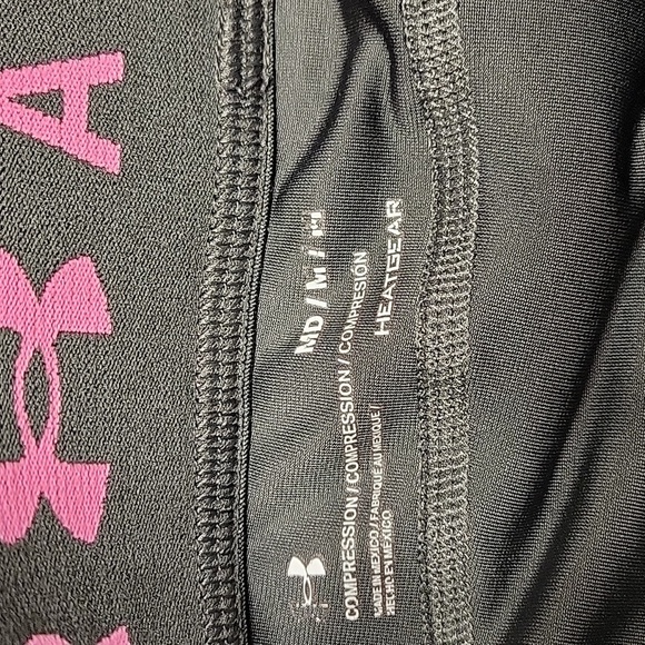 Under Armour gray with pink design size medium leggings - Picture 3 of 11
